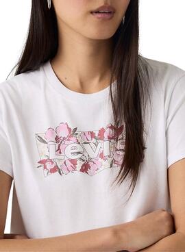 Camiseta Levis Perfect logo floral blanco para mujer