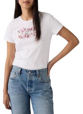 Camiseta Levis Perfect logo floral blanco para mujer