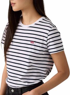 Camiseta Levis Emily estampado de rayas azul  para mujer