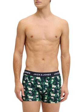 Pack calzoncillos Jack and Jones Flamingo flores para hombre