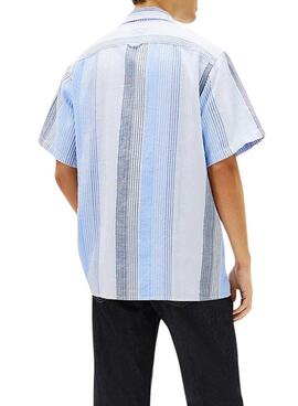Camisa Tommy Jeans Stripe azul para hombre
