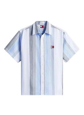 Camisa Tommy Jeans Stripe azul para hombre