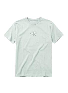 Camiseta Calvin Klein Jeans Micro Monologo turquesa para hombre