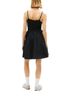 Vestido Tommy Jeans Poplin Strappy negro para mujer