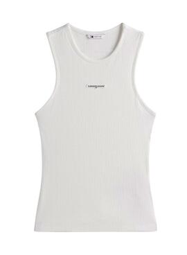 Top Tommy Jeans Script Label blanco para mujer