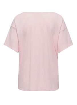 Camiseta Only Rolling Stones rosa para mujer