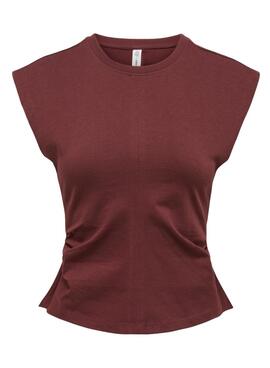 Top Only Marie arrugado granate para mujer