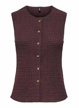 Chaleco Only Ilse estructura marrón para mujer