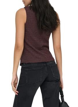 Chaleco Only Ilse estructura marrón para mujer