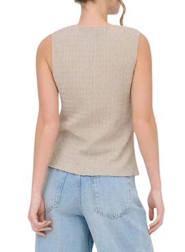 Chaleco Only Ilse estructura beige para mujer