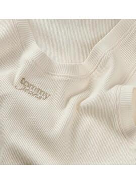 Camiseta Tommy Jeans Slim Script blanco para mujer