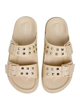 Sandalias Pepe Jeans Ocean Studs beige para mujer