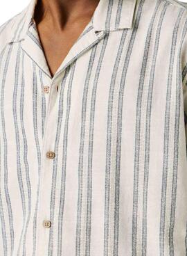 Camisa Pepe Jeans Pershore blanco rayas para hombre