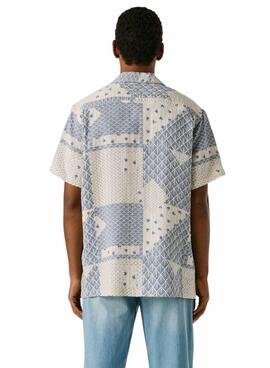 Camisa Pepe Jeans Pisarrot patchwork azul para hombre