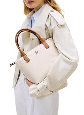 Bolso Tommy Hilfiger Popette mini blanco roto para mujer