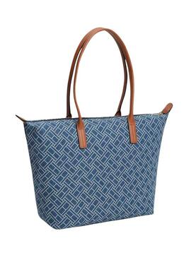 Bolso Tommy Hilfiger Popette monográfico tote azul para mujer