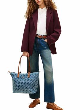 Bolso Tommy Hilfiger Popette monográfico tote azul para mujer