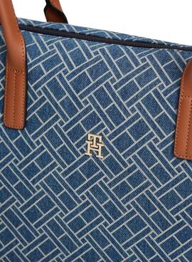 Bolso Tommy Hilfiger Popette monográfico tote azul para mujer