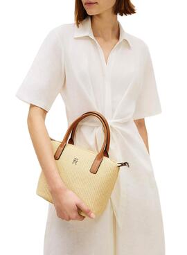 Bolso Tommy Hilfiger Popette mini rafia para mujer