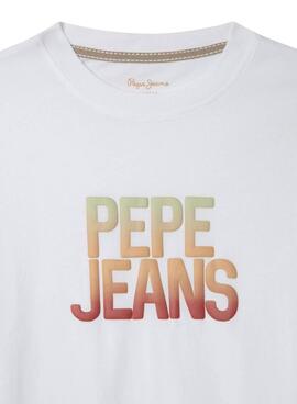 Camiseta Pepe Jeans Sage logo degradado blanco para niño