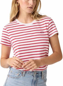 Camiseta Levis Emily Stripe rojo y blanco para mujer