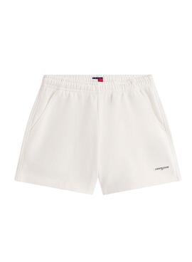 Shorts Tommy Jeans Script Label blanco para mujer
