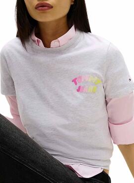 Camiseta Tommy Jeans Bubble gris para mujer