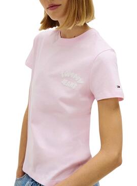 Camiseta Tommy Jeans Bubble rosa para mujer