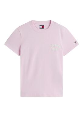 Camiseta Tommy Jeans Bubble rosa para mujer