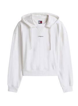 Sudadera Tommy Jeans Script Label blanco para mujer