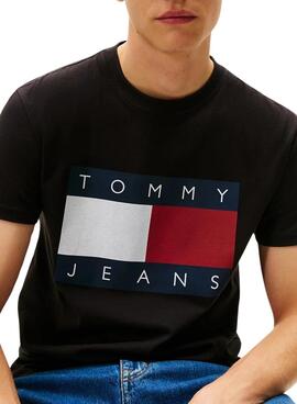 Camiseta Tommy Jeans Big Flag negro para hombre