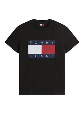 Camiseta Tommy Jeans Big Flag negro para hombre