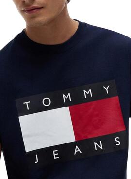 Camiseta Tommy Jeans Big Flag marino para hombre