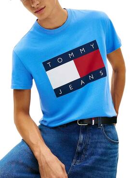Camiseta Tommy Jeans Big Flag azul para hombre