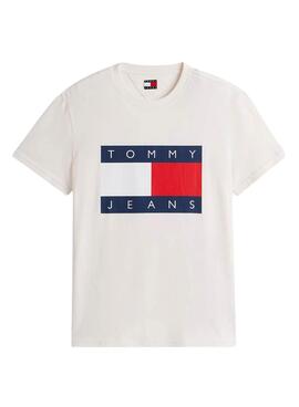 Camiseta Tommy Jeans Big Flag beige para hombre