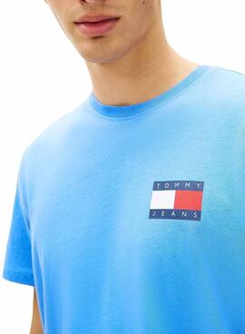 Camiseta Tommy Jeans Essential Flag azulón para hombre
