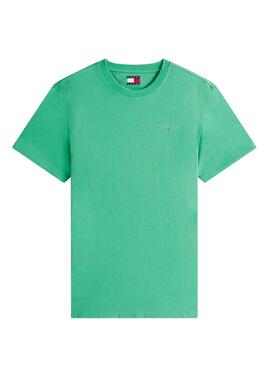 Camiseta Tommy Jeans Linear Chest verde para hombre
