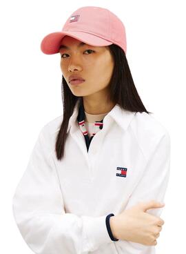 Gorra Tommy Jeans placa Heritage rosa para mujer