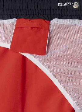 Bañador Pepe Jeans logo estampado rojo para niño 