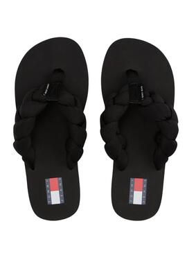 Chanclas Tommy Jeans trenzadas negro para mujer