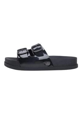 Chanclas Tommy Jeans Confort Jelly con hebillas negro para mujer