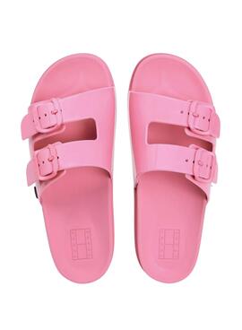 Chanclas Tommy Jeans Confort Jelly con hebillas rosa para mujer