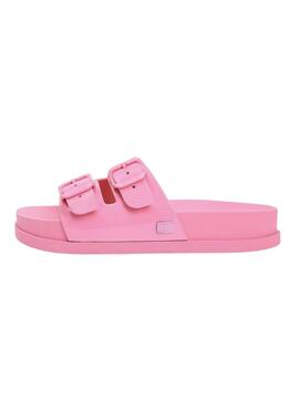 Chanclas Tommy Jeans Confort Jelly con hebillas rosa para mujer