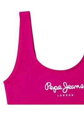 Bikini Pepe Jeans logo estampado rosa para niña