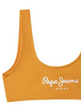 Bikini Pepe Jeans logo estampado naranja para niña