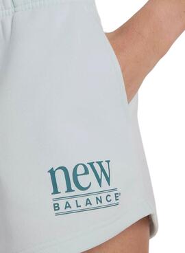 Shorts New Balance Fleece turquesa para mujer