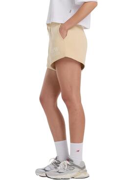 Shorts New Balance Fleece camel para mujer