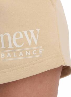 Shorts New Balance Fleece camel para mujer