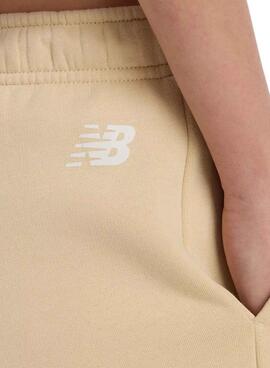 Shorts New Balance Fleece camel para mujer