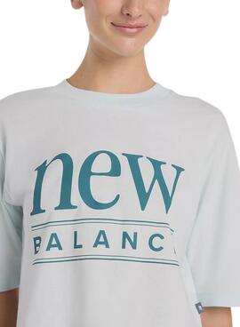 Camiseta New Balance oversize turquesa para mujer